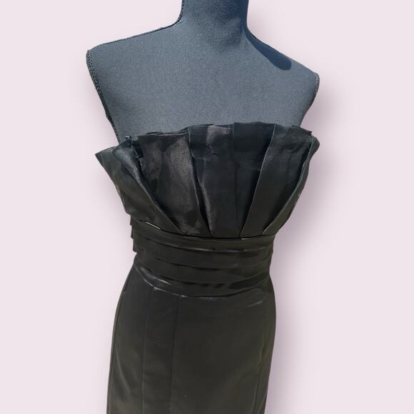 BEBE Women’s Black Strapless Dress Silk Fitted Body con Dress Medium - Picture 2 of 6